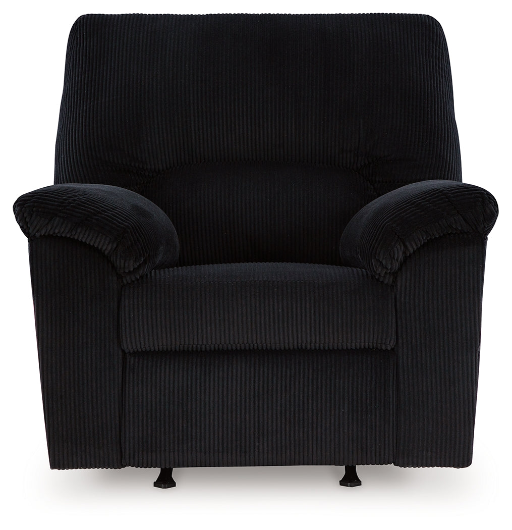 Ashley Furniture - Simplejoy Recliner - Onyx - Black Fabric - Recliners - Additional View 3