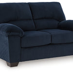 Ashley Furniture - Simplejoy Loveseat - Navy - Blue Fabric - Loveseats