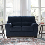 Ashley Furniture - Simplejoy Loveseat - Navy - Blue Fabric - Loveseats - Additional View 1