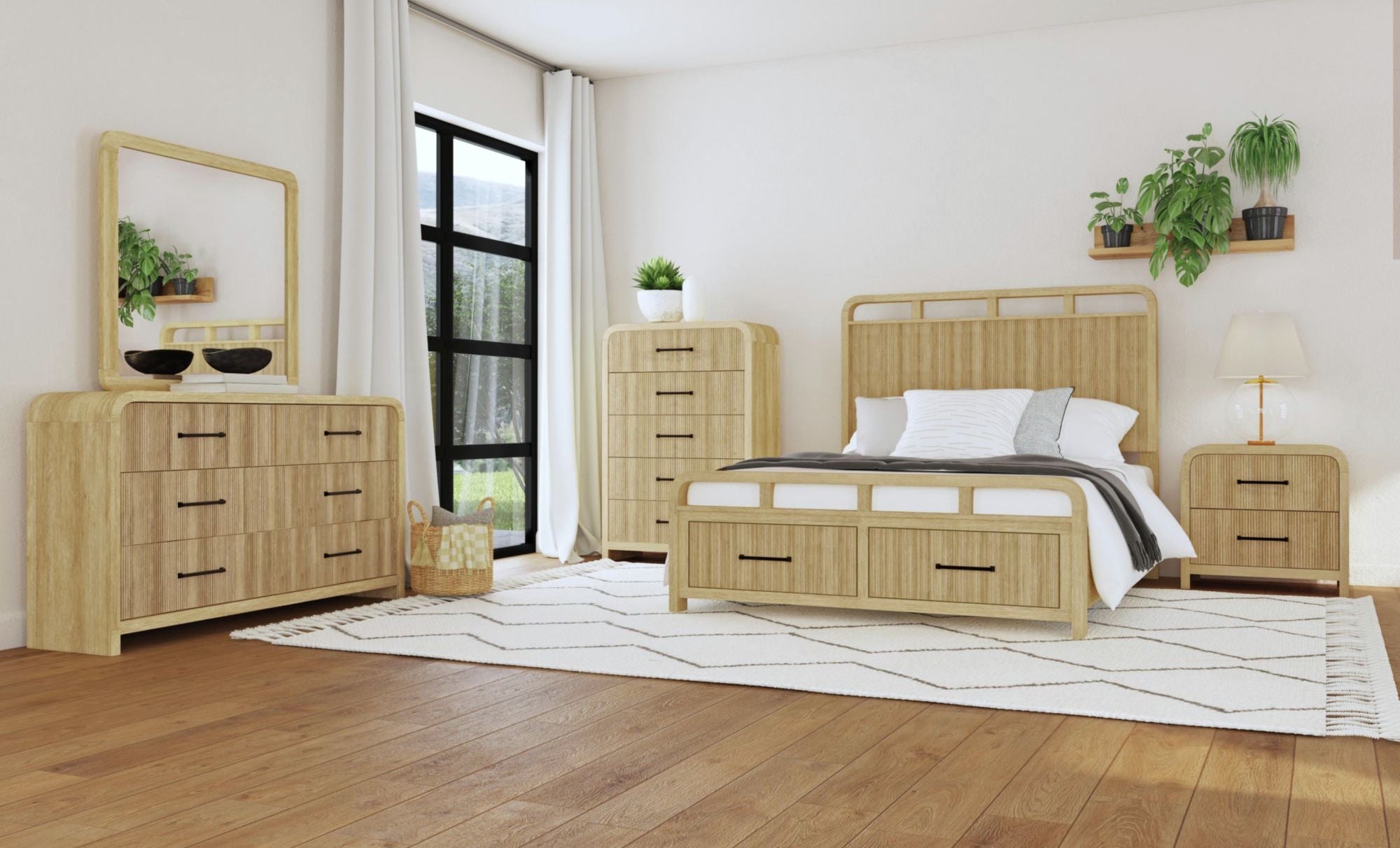 Elements International - Ridgemont Dresser - Light Brown Wood - Dresser & Mirror - Additional View 1