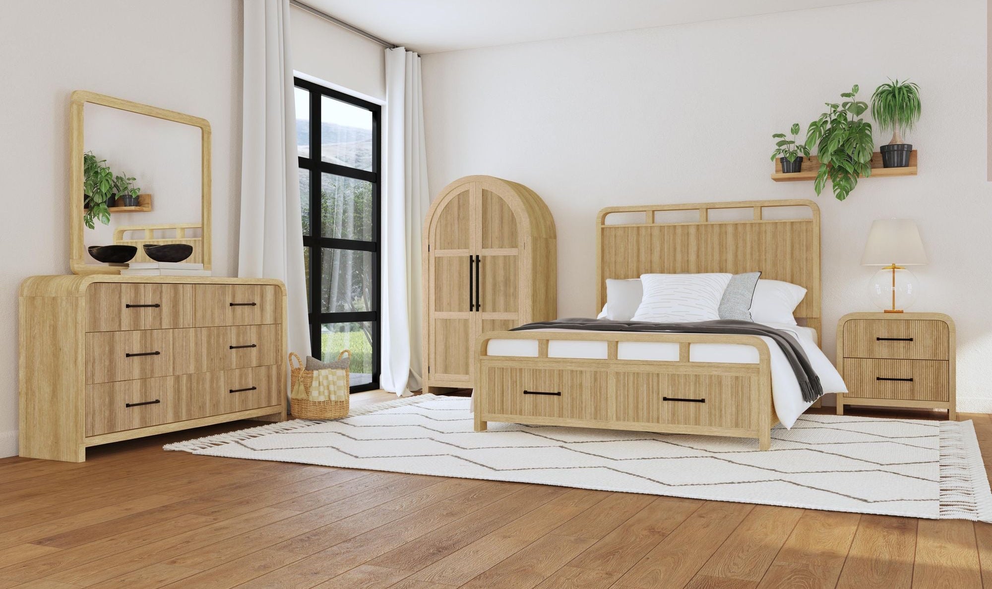 Elements International - Ridgemont Dresser - Light Brown Wood - Dresser & Mirror - Additional View 2