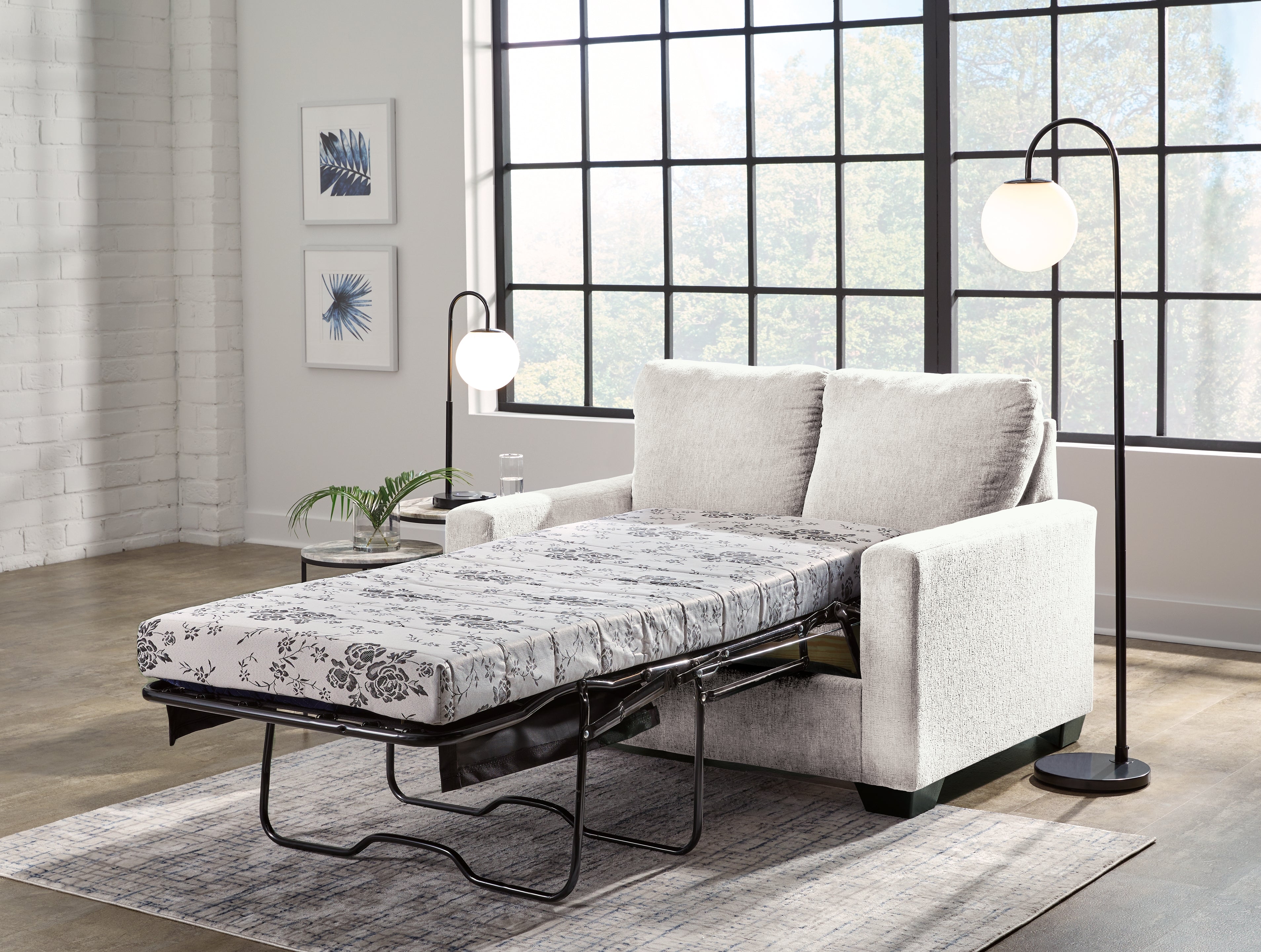 Ashley Furniture - Rannis Twin Sofa Sleeper - Snow - Beige Fabric - Sofas - Additional View 8