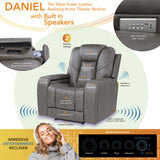 Steve Silver Furniture - DANIEL POWER THEATER RECLINER - Gray Faux Leather - Chairs - Additional View 1