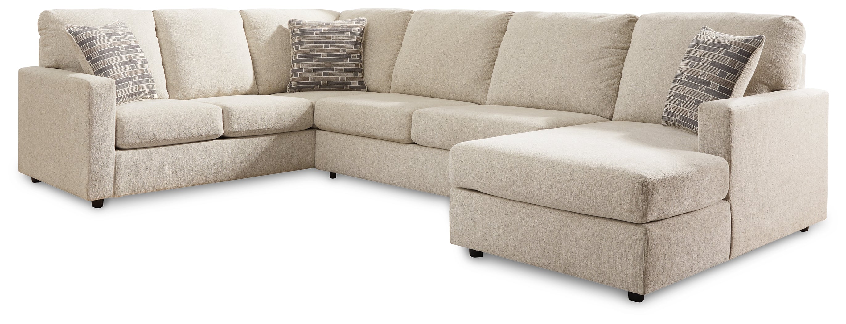 Ashley Furniture - Edenfield 3 Piece Sectional - Linen - Pearl Silver Fabric - Sectionals