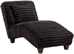 Black ribbed chaise lounge chair on a white background