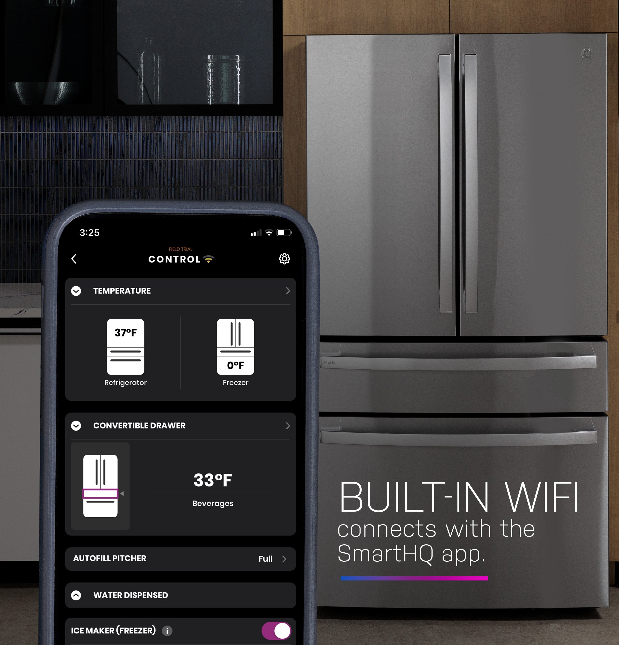 GE Profile Energy Star 23.2 Cu. Ft. Smart Counter-Depth Fingerprint Resistant 4-Door French-Door Refrigerator With Dual-Dispense Autofill Pitcher - Stainless Steel - Pearl Silver - Refrigerators - Additional View 27