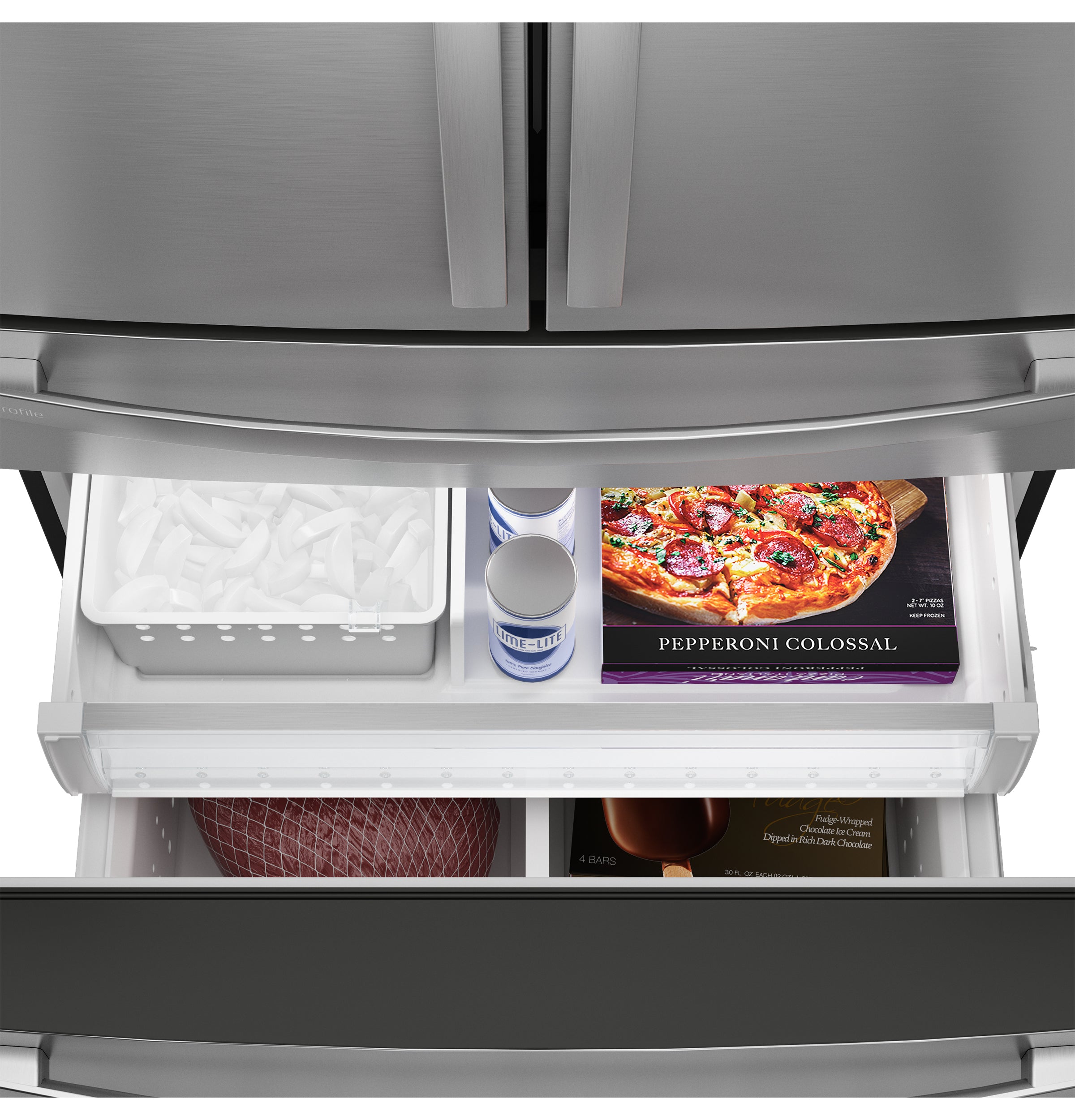 GE Profile Energy Star 23.2 Cu. Ft. Smart Counter-Depth Fingerprint Resistant 4-Door French-Door Refrigerator With Dual-Dispense Autofill Pitcher - Stainless Steel - Pearl Silver - Refrigerators - Additional View 7