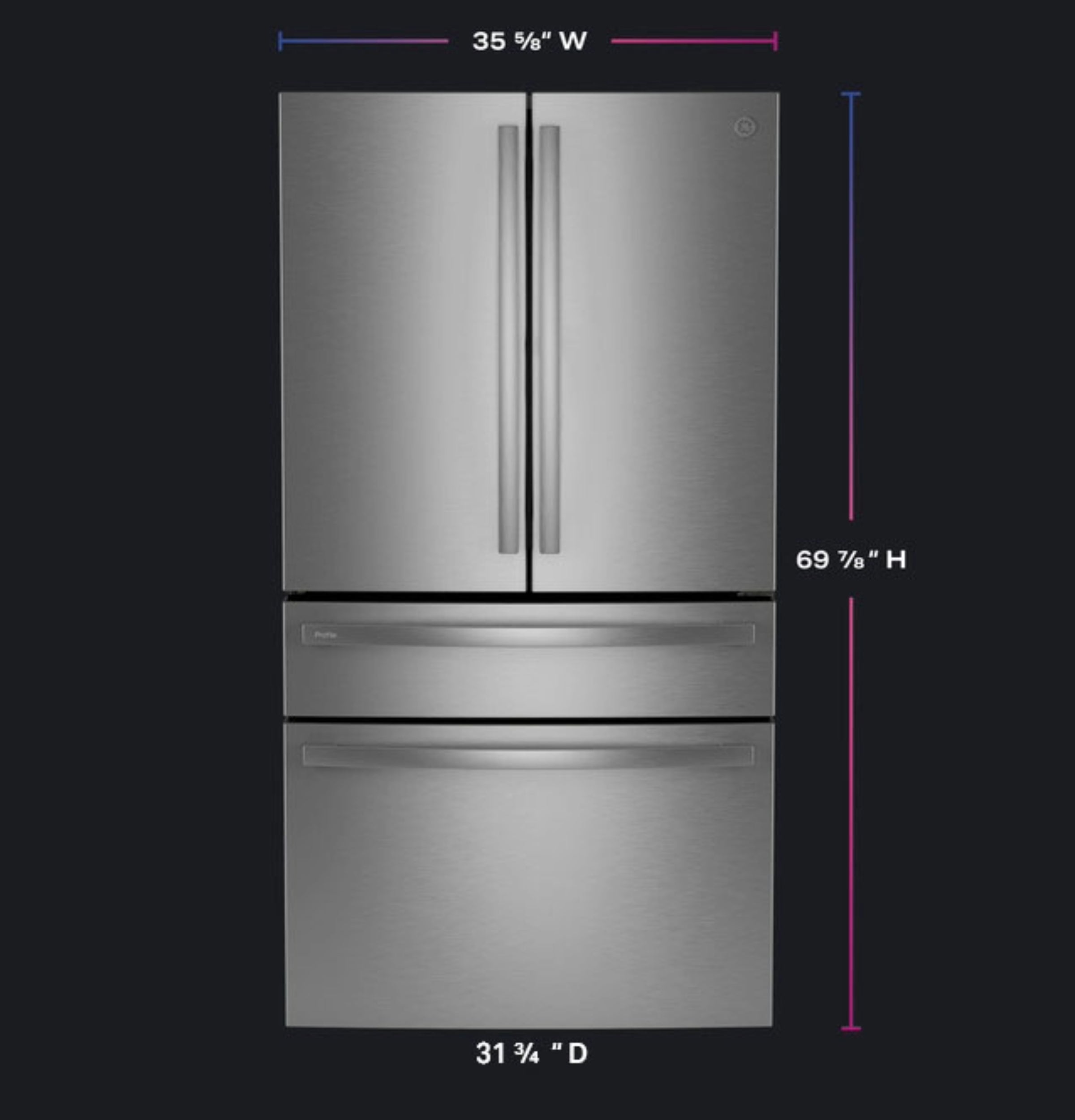 GE Profile Energy Star 23.2 Cu. Ft. Smart Counter-Depth Fingerprint Resistant 4-Door French-Door Refrigerator With Dual-Dispense Autofill Pitcher - Stainless Steel - Pearl Silver - Refrigerators - Additional View 16