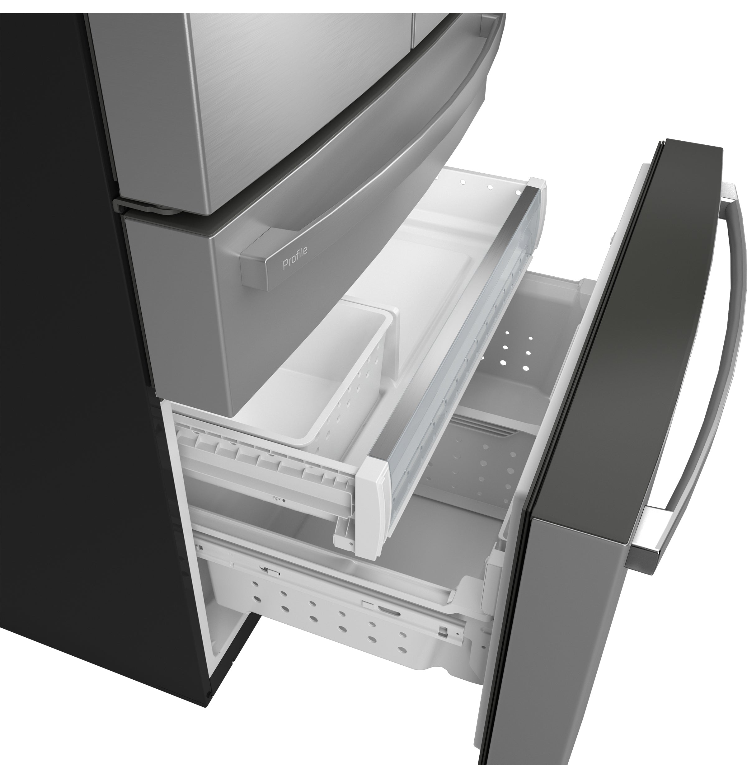 GE Profile Energy Star 23.2 Cu. Ft. Smart Counter-Depth Fingerprint Resistant 4-Door French-Door Refrigerator With Dual-Dispense Autofill Pitcher - Stainless Steel - Pearl Silver - Refrigerators - Additional View 18