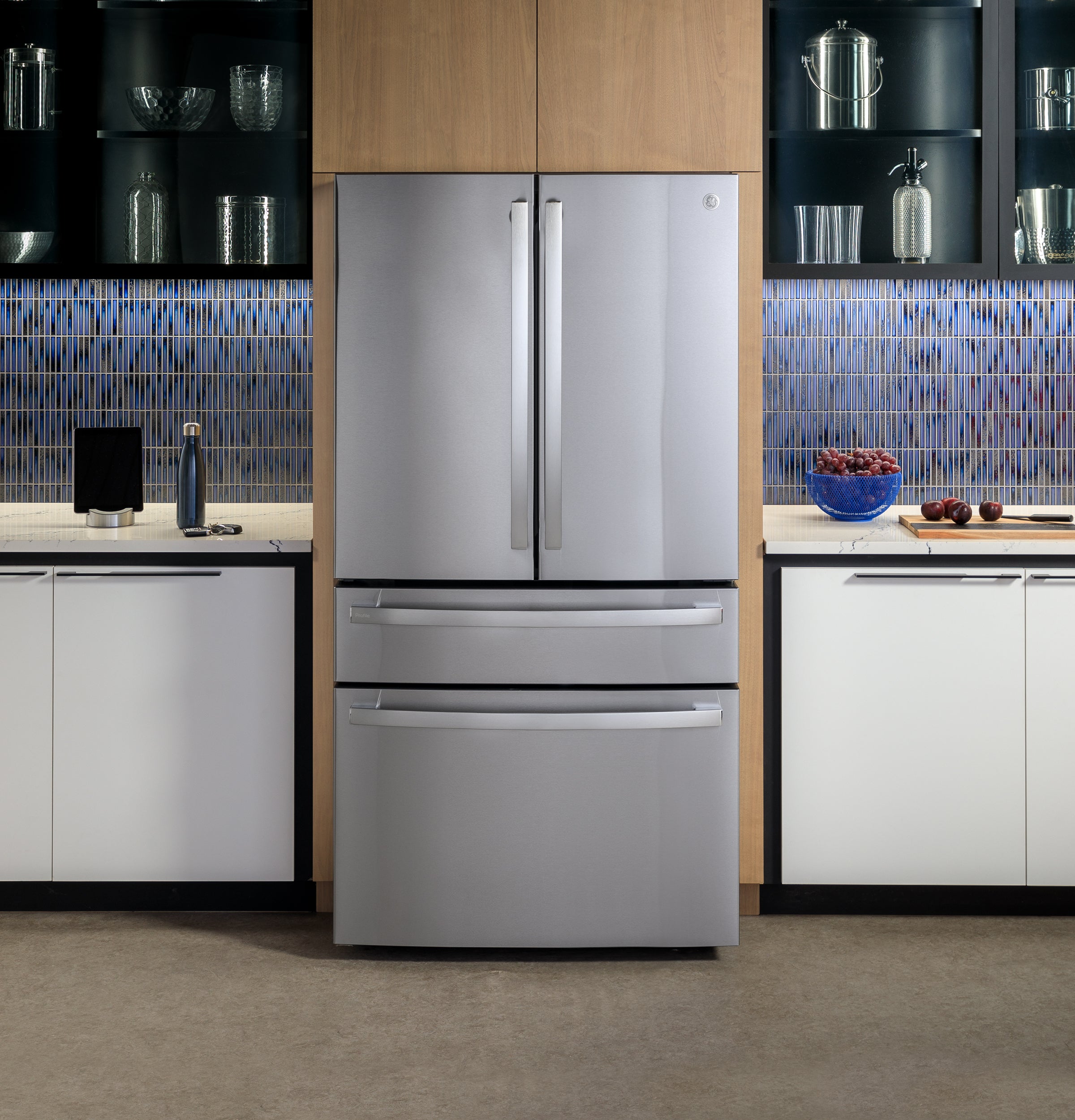 GE Profile Energy Star 23.2 Cu. Ft. Smart Counter-Depth Fingerprint Resistant 4-Door French-Door Refrigerator With Dual-Dispense Autofill Pitcher - Stainless Steel - Pearl Silver - Refrigerators - Additional View 20