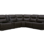 BROCKTON CHARCOAL LEATHER 3P POWER 6 PIECE SECTIONAL