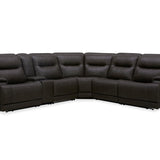 BROCKTON CHARCOAL LEATHER 3P POWER 6 PIECE SECTIONAL
