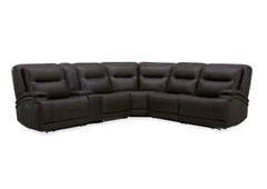 BROCKTON CHARCOAL LEATHER 3P POWER 6 PIECE SECTIONAL