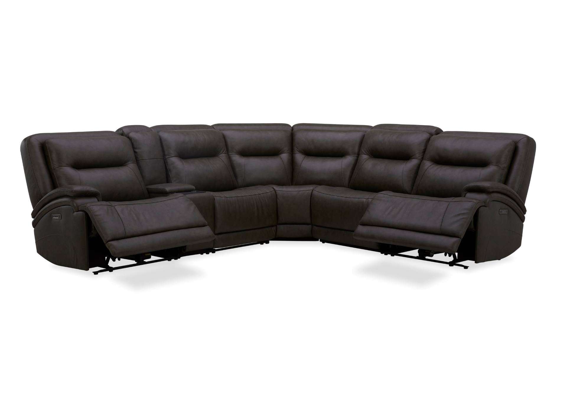 BROCKTON CHARCOAL LEATHER 3P POWER 6 PIECE SECTIONAL - Additional View 1