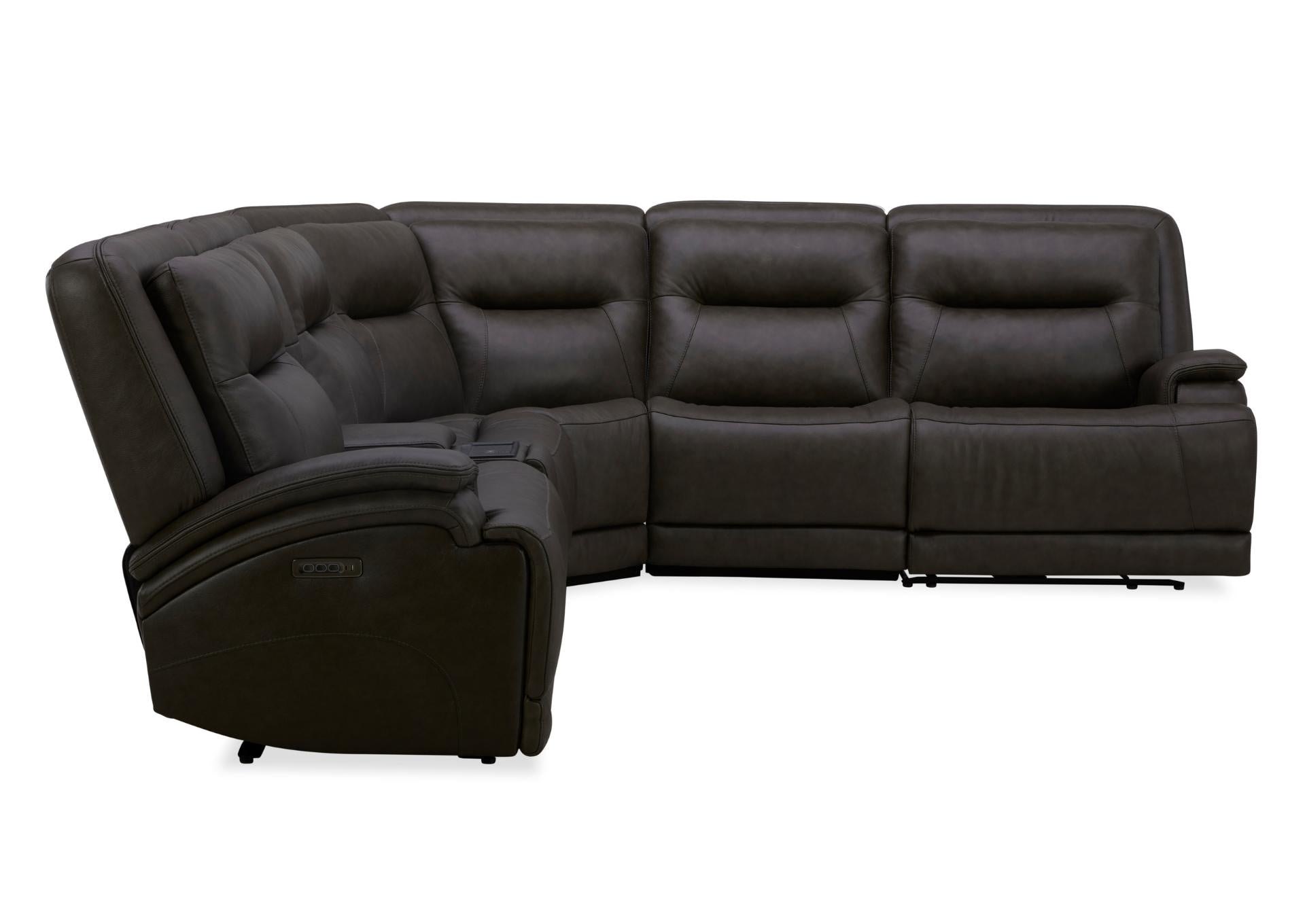 BROCKTON CHARCOAL LEATHER 3P POWER 6 PIECE SECTIONAL - Additional View 2
