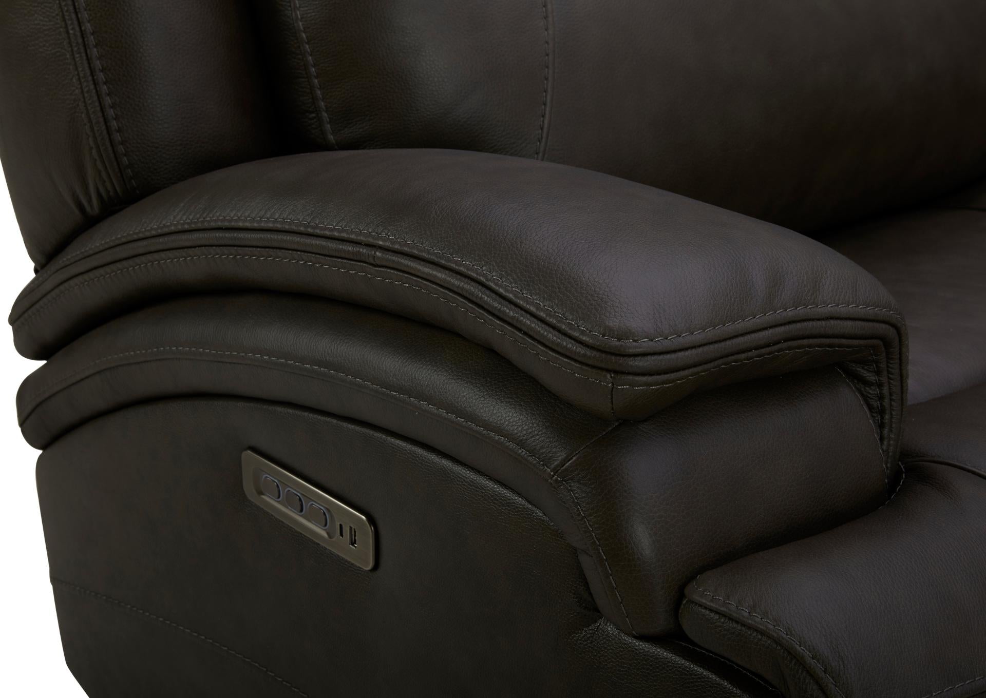 BROCKTON CHARCOAL LEATHER 3P POWER 6 PIECE SECTIONAL - Additional View 3