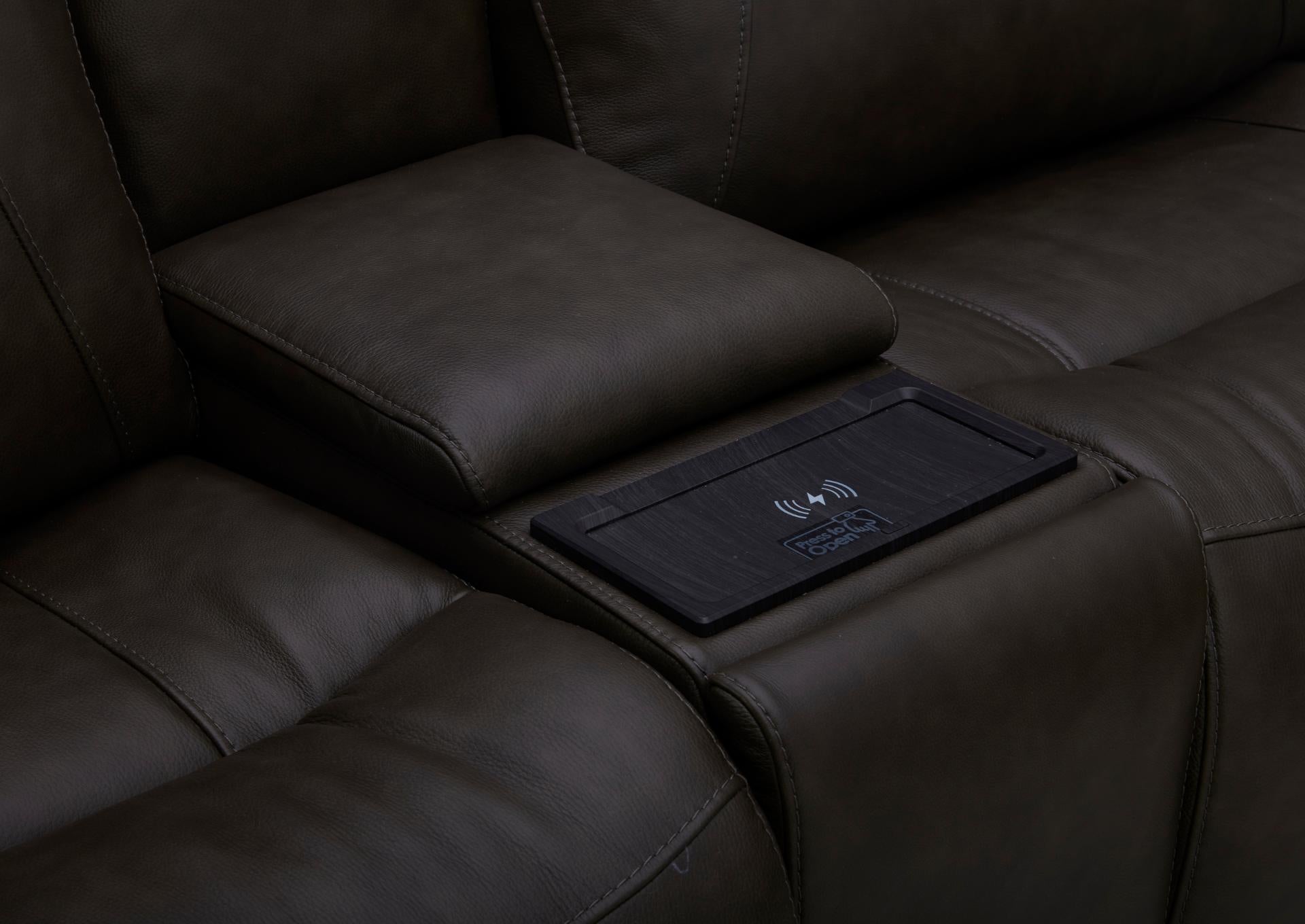 BROCKTON CHARCOAL LEATHER 3P POWER 6 PIECE SECTIONAL - Additional View 4