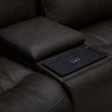 BROCKTON CHARCOAL LEATHER 3P POWER 6 PIECE SECTIONAL - Additional View 4