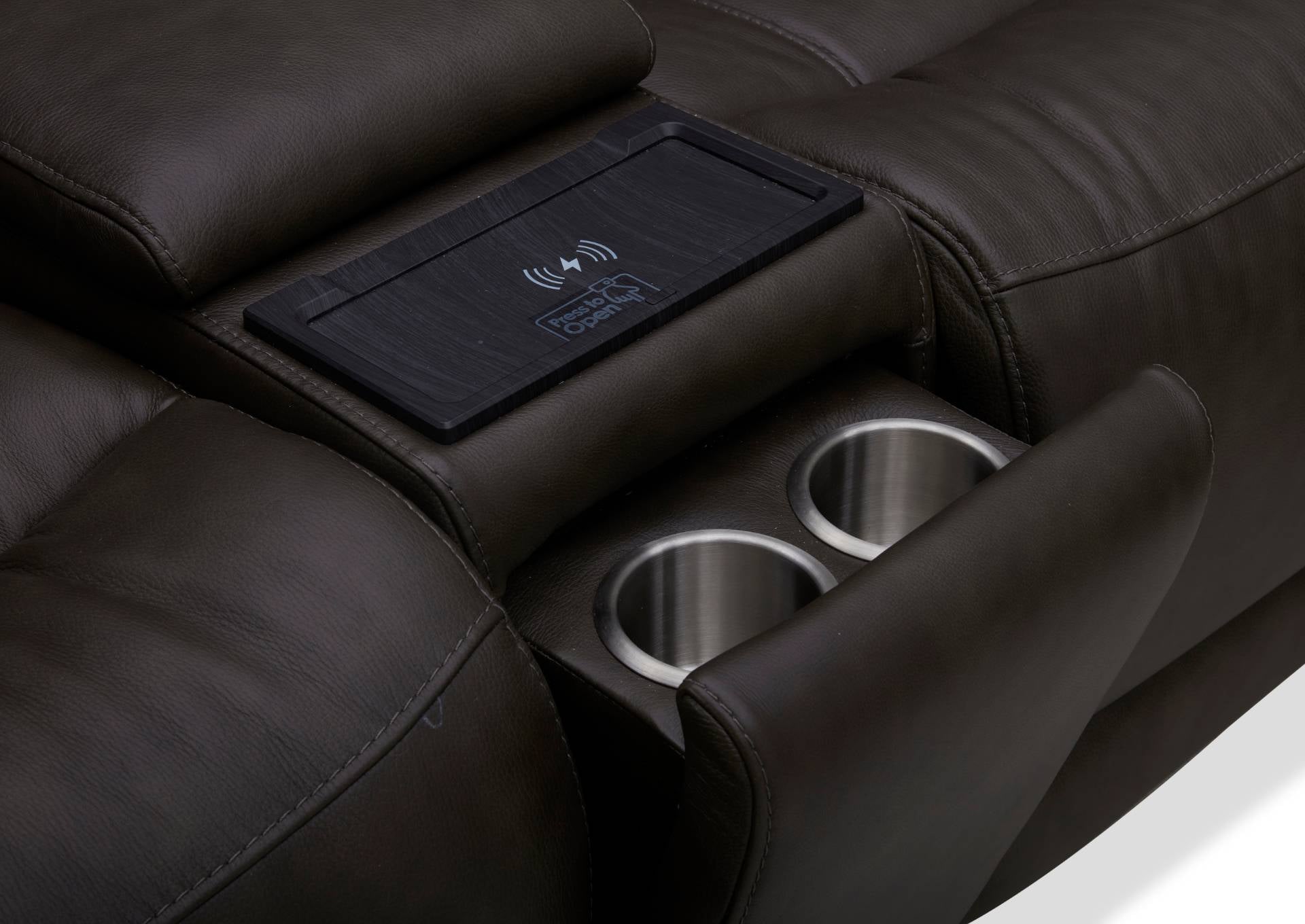 BROCKTON CHARCOAL LEATHER 3P POWER 6 PIECE SECTIONAL - Additional View 5