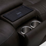 BROCKTON CHARCOAL LEATHER 3P POWER 6 PIECE SECTIONAL - Additional View 5