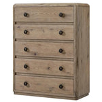 Wooden dresser with four drawers on a white background