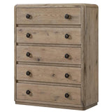 Wooden dresser with four drawers on a white background