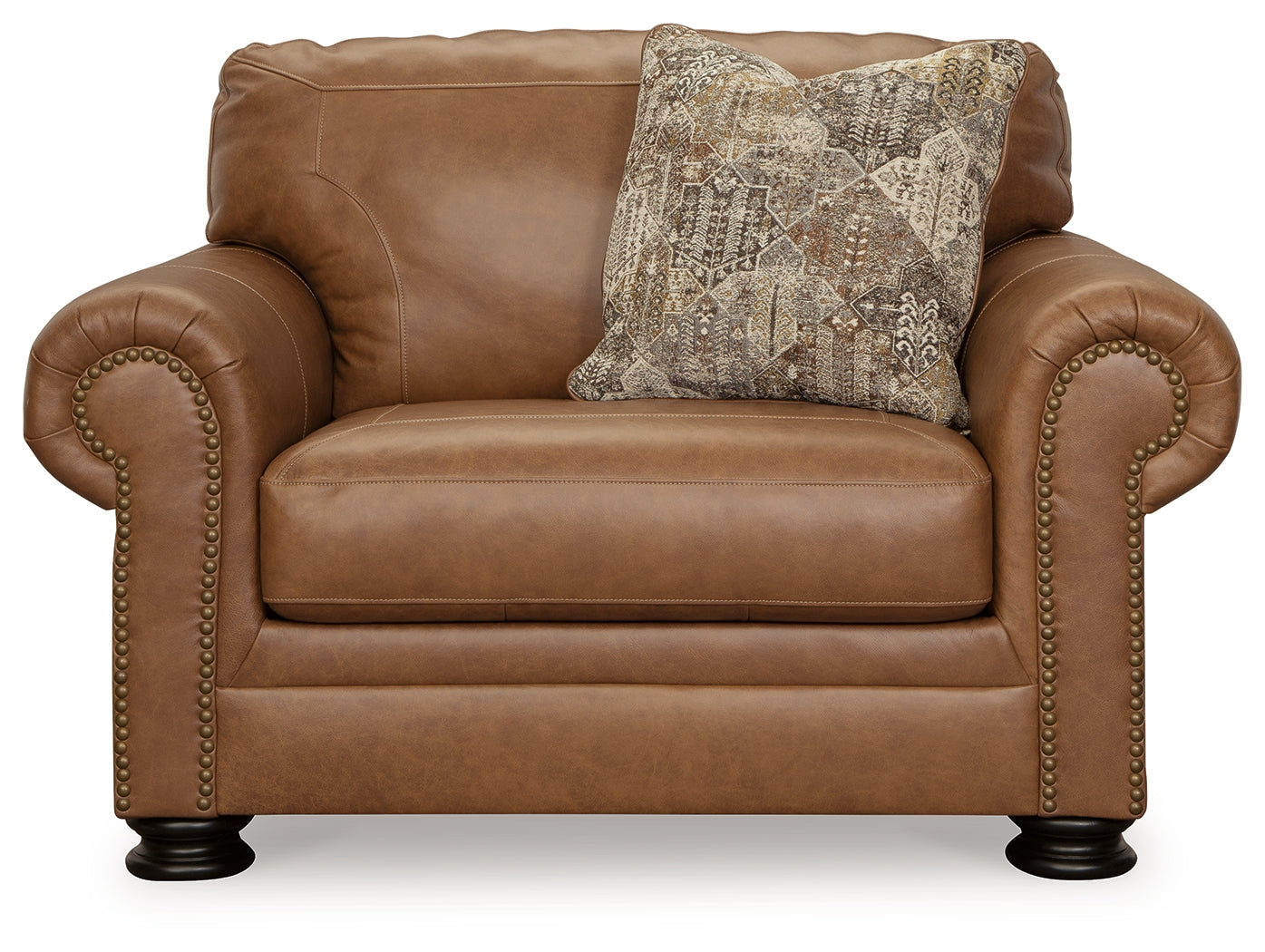 Ashley Furniture - CARIANNA CARAMEL LEATHER OVERSIZED CHAIR - Light Brown Leather Match - Chairs - Additional View 2
