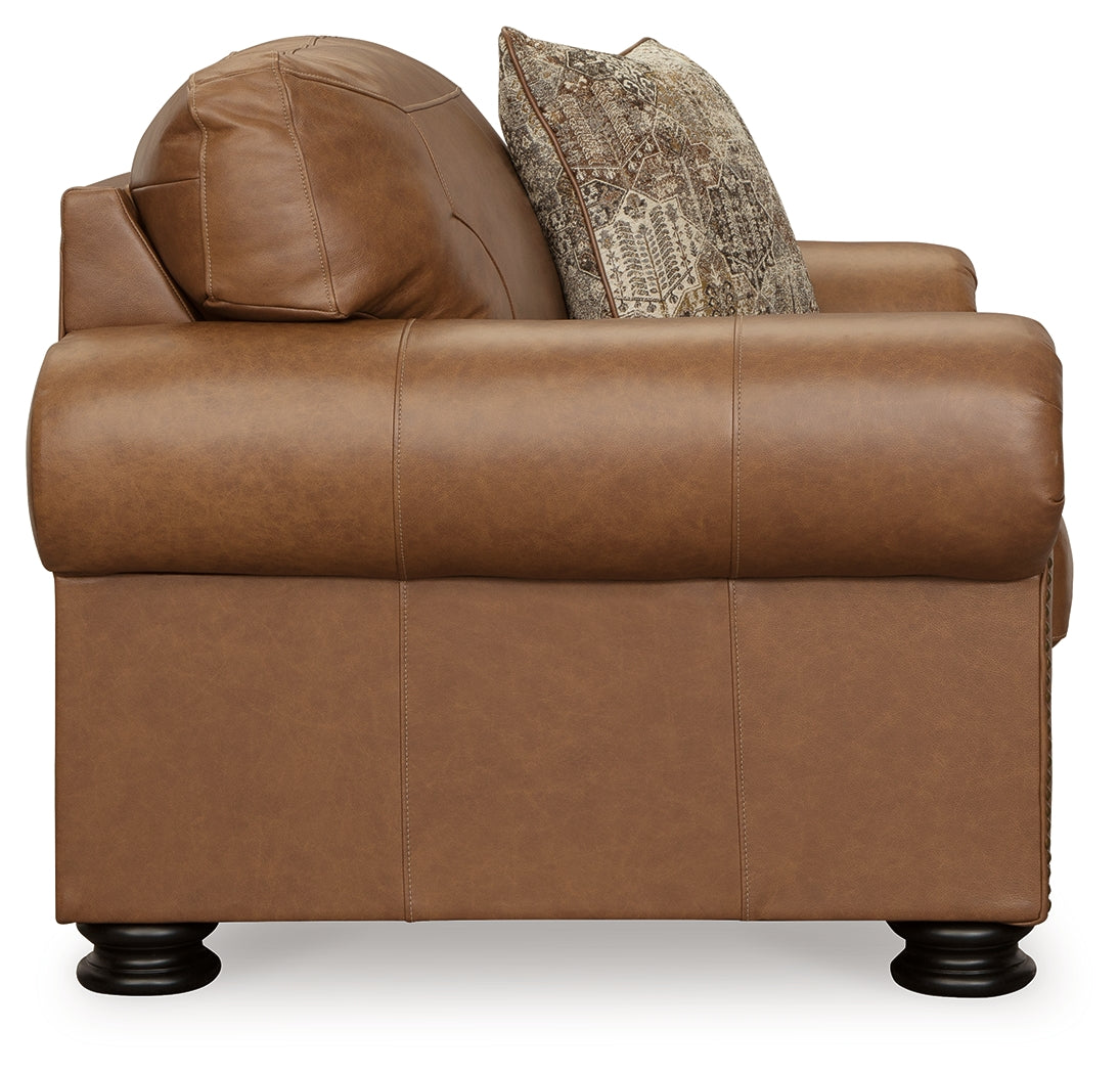 Ashley Furniture - CARIANNA CARAMEL LEATHER OVERSIZED CHAIR - Light Brown Leather Match - Chairs - Additional View 3