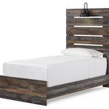 Ashley Furniture - Drystan Twin Panel Bed With Light - Brown - Beige Wood|Metal - Beds