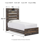 Ashley Furniture - Drystan Twin Panel Bed With Light - Brown - Beige Wood|Metal - Beds - Additional View 4