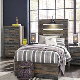 Ashley Furniture - Drystan Twin Panel Bed With Light - Brown - Beige Wood|Metal - Beds - Additional View 6