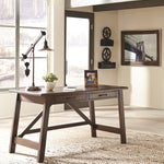 Ashley Furniture - BALDRIDGE RUSTIC BROWN HOME OFFICE LARGE LEG DESK - Dark Brown Wood - Desks - Additional View 2