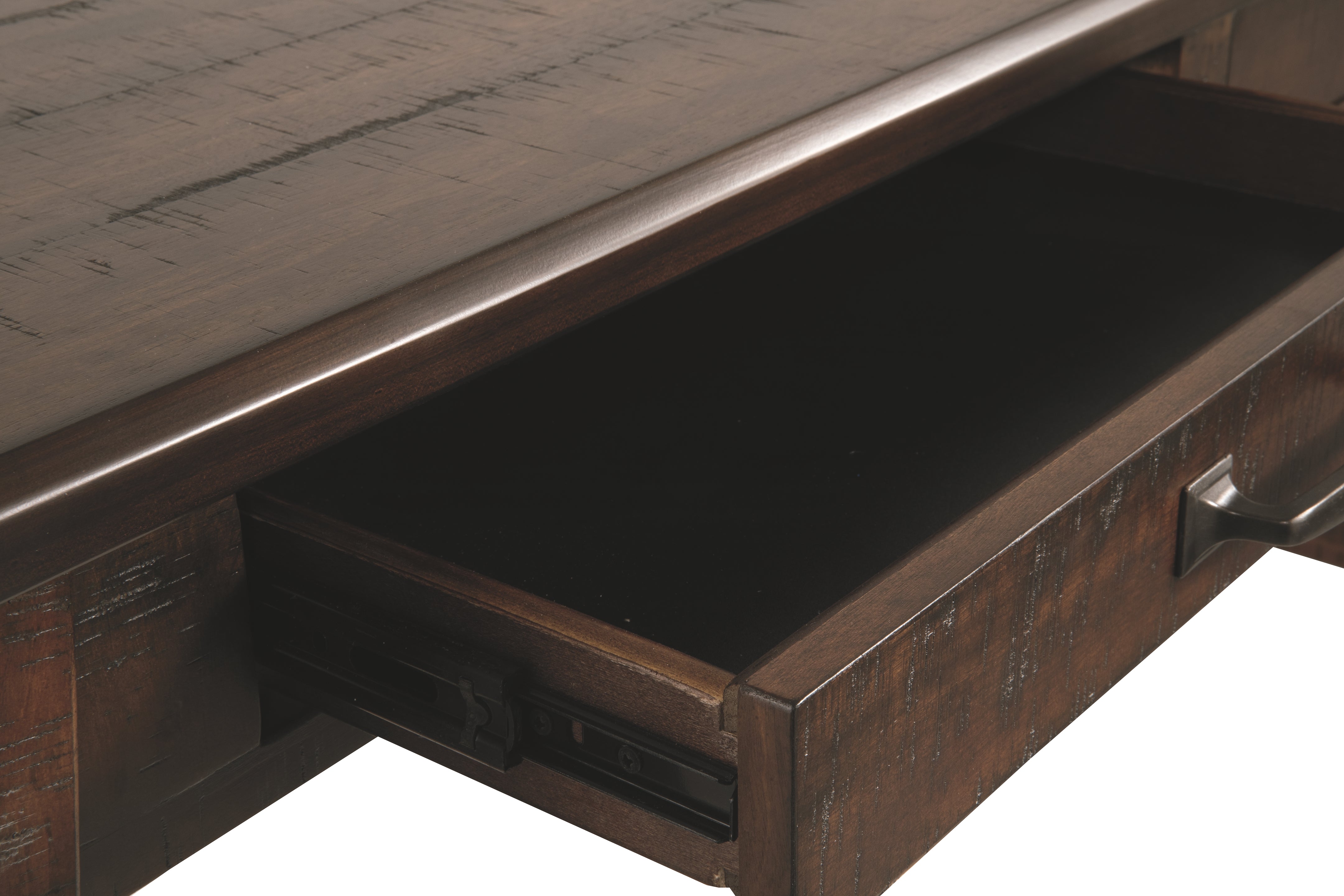Ashley Furniture - BALDRIDGE RUSTIC BROWN HOME OFFICE LARGE LEG DESK - Dark Brown Wood - Desks - Additional View 5