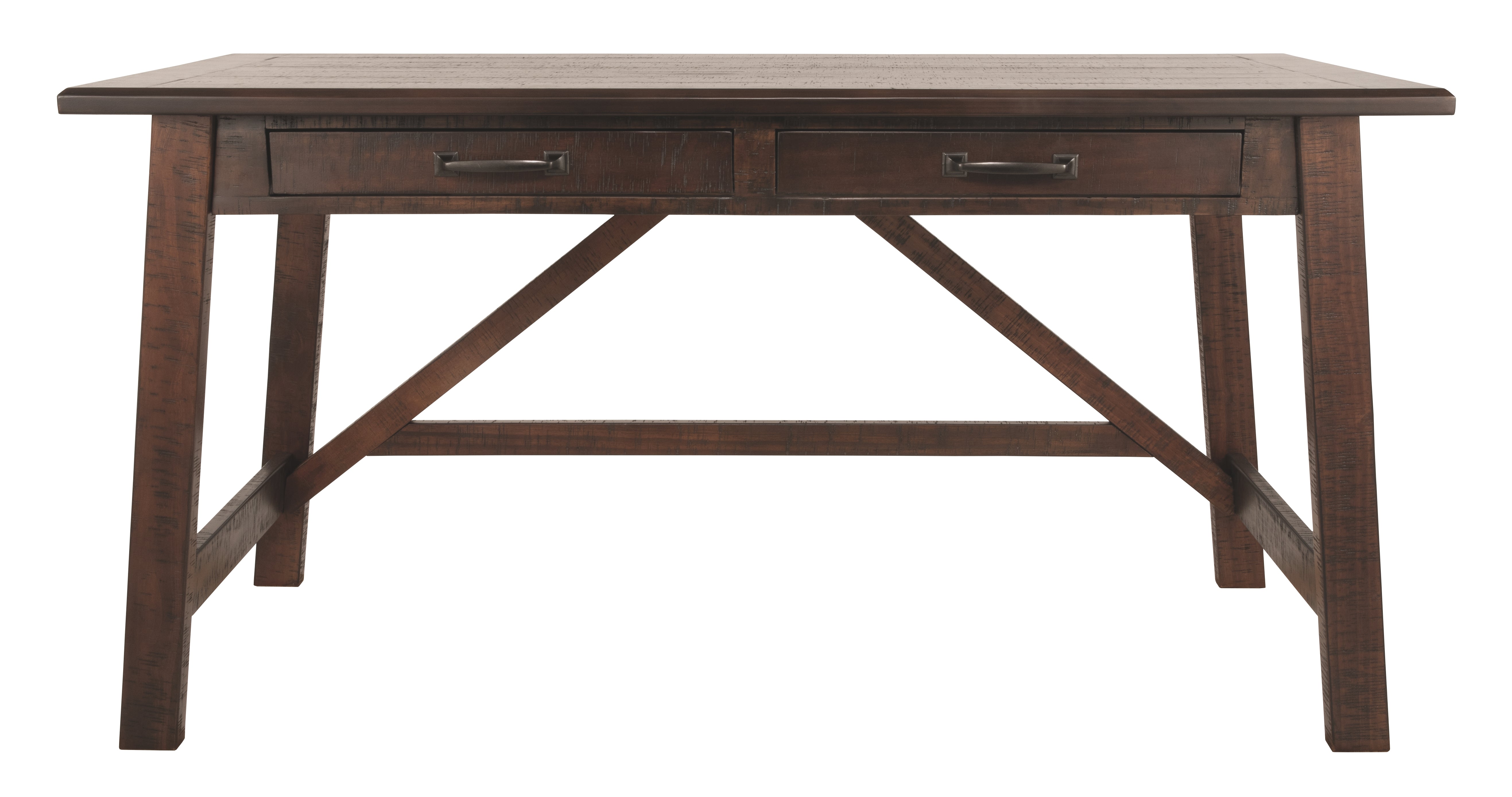 Ashley Furniture - BALDRIDGE RUSTIC BROWN HOME OFFICE LARGE LEG DESK - Dark Brown Wood - Desks - Additional View 6