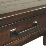 Ashley Furniture - BALDRIDGE RUSTIC BROWN HOME OFFICE LARGE LEG DESK - Dark Brown Wood - Desks - Additional View 7