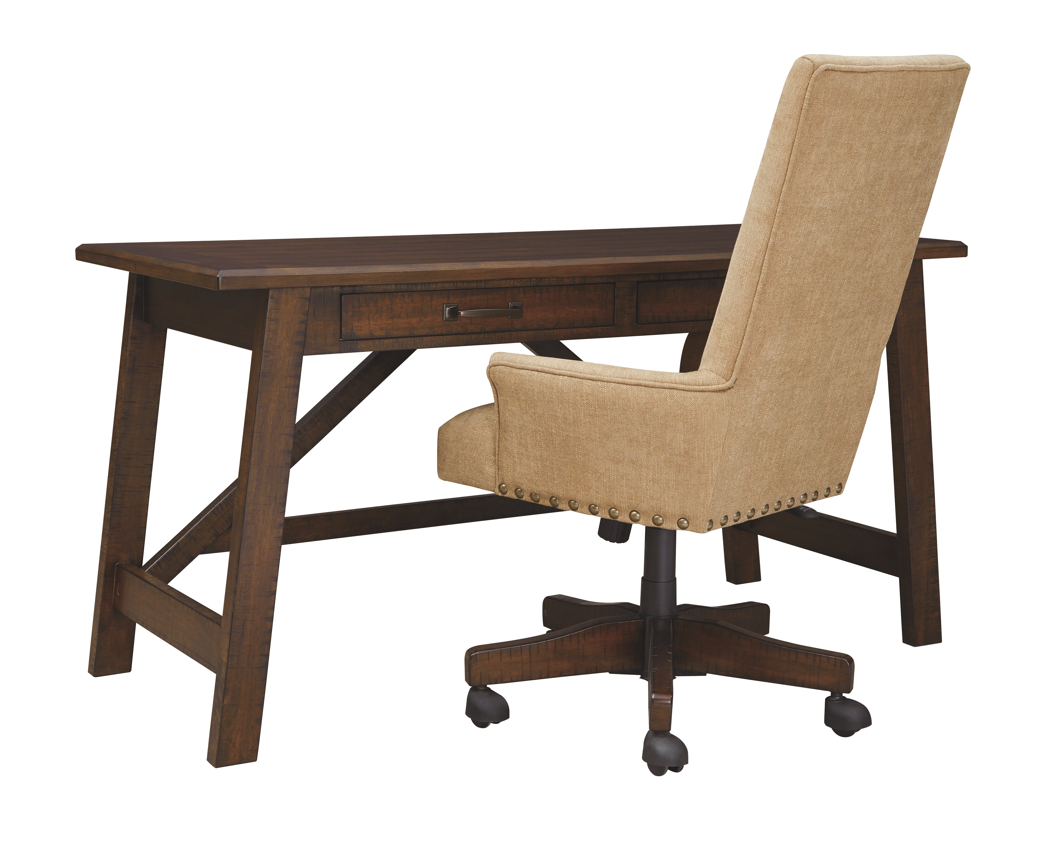 Ashley Furniture - BALDRIDGE RUSTIC BROWN HOME OFFICE LARGE LEG DESK - Dark Brown Wood - Desks - Additional View 11