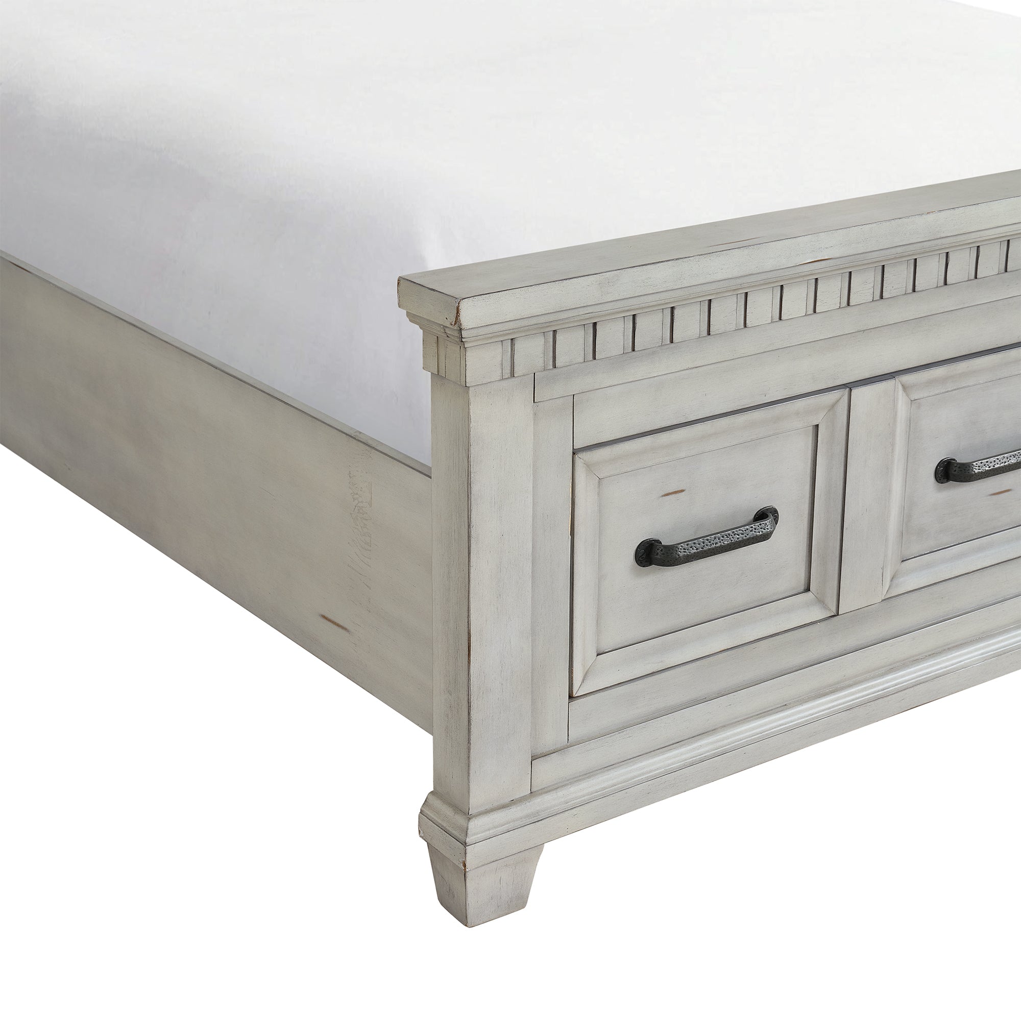 Elements International - Mccoy Queen Bed - Antique White - Wood - Beds - Additional View 5