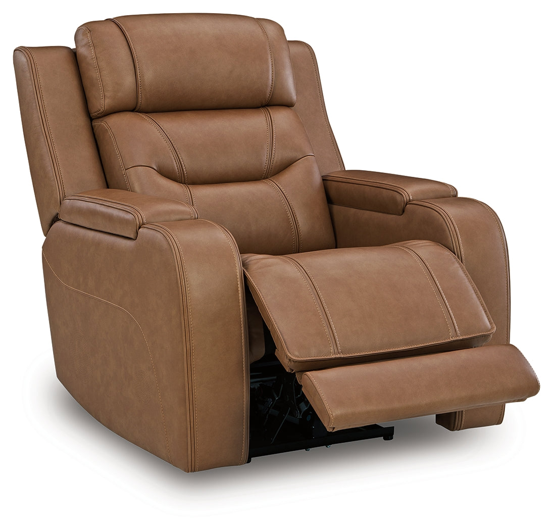 Ashley Furniture - DREAMER POWER RECLINER W/ AUDIO - Light Brown Leather Match - Recliners - Additional View 2