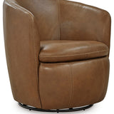 Ashley Furniture - Kierreys 100% Leather Swivel Chair - Caramel - Light Brown - Chairs