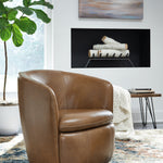 Ashley Furniture - Kierreys 100% Leather Swivel Chair - Caramel - Light Brown - Chairs - Additional View 1