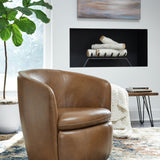 Ashley Furniture - Kierreys 100% Leather Swivel Chair - Caramel - Light Brown - Chairs - Additional View 1