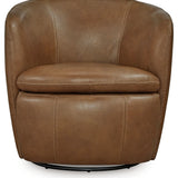 Ashley Furniture - Kierreys 100% Leather Swivel Chair - Caramel - Light Brown - Chairs - Additional View 2