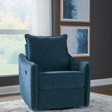 Ashley Furniture - MCBURG NAVY SWIVEL POWER RECLINER - Blue Fabric - Recliners - Additional View 1