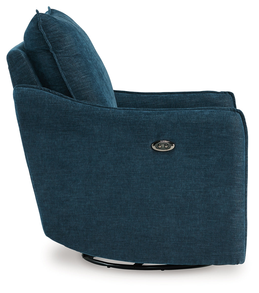 Ashley Furniture - MCBURG NAVY SWIVEL POWER RECLINER - Blue Fabric - Recliners - Additional View 4
