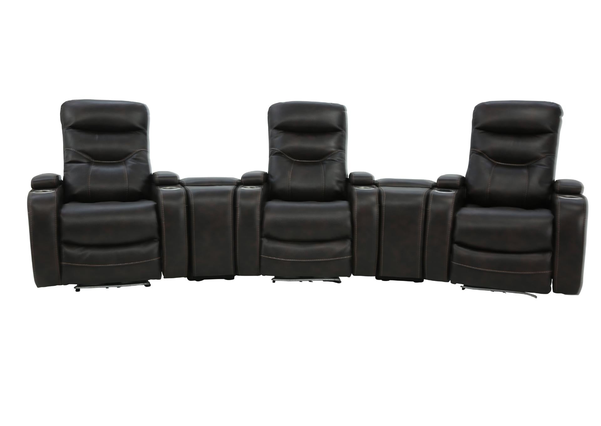 Bolton 5 Piece Walnut 2P Power Theater Seating With Light