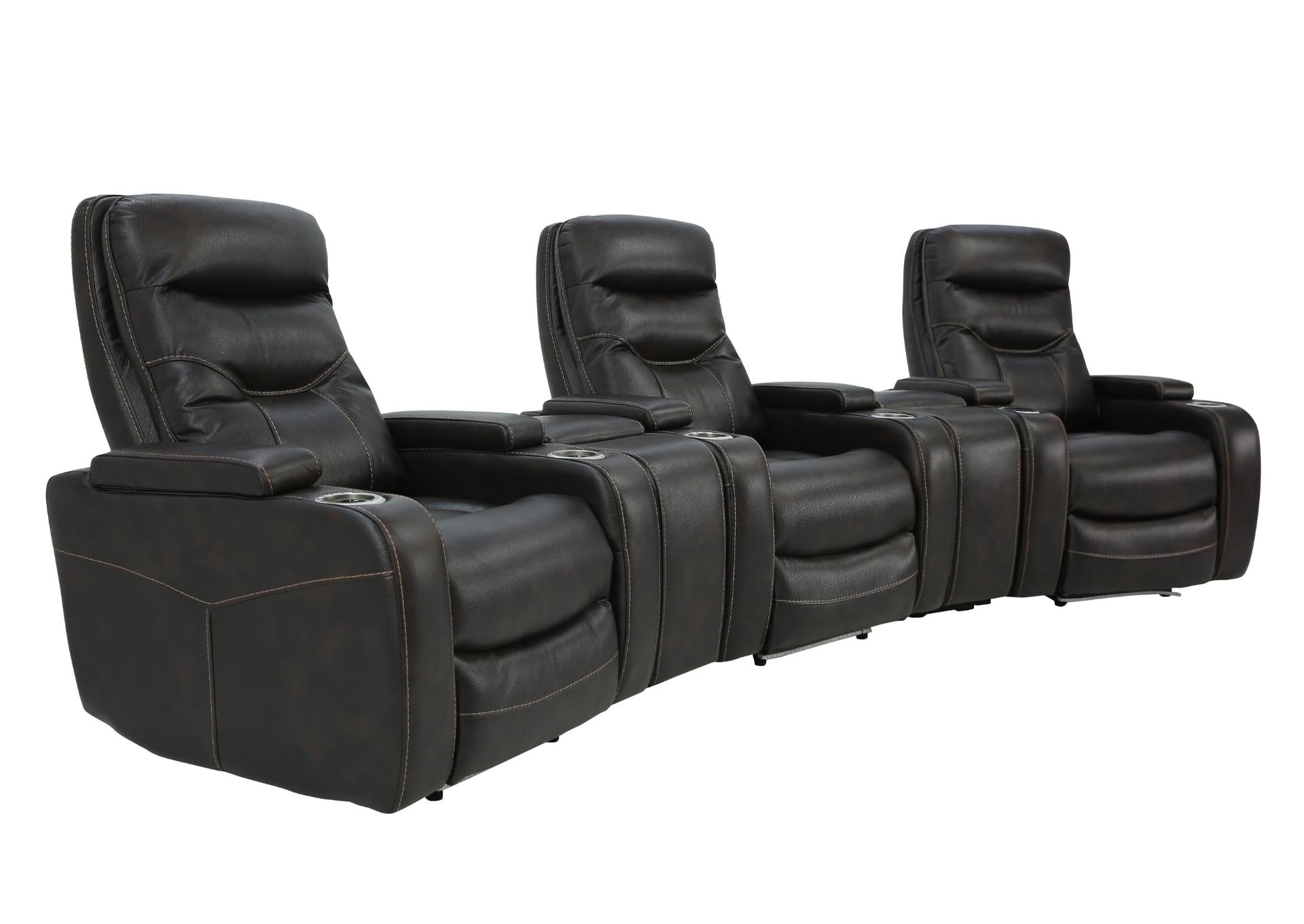 Bolton 5 Piece Walnut 2P Power Theater Seating With Light - Additional View 1