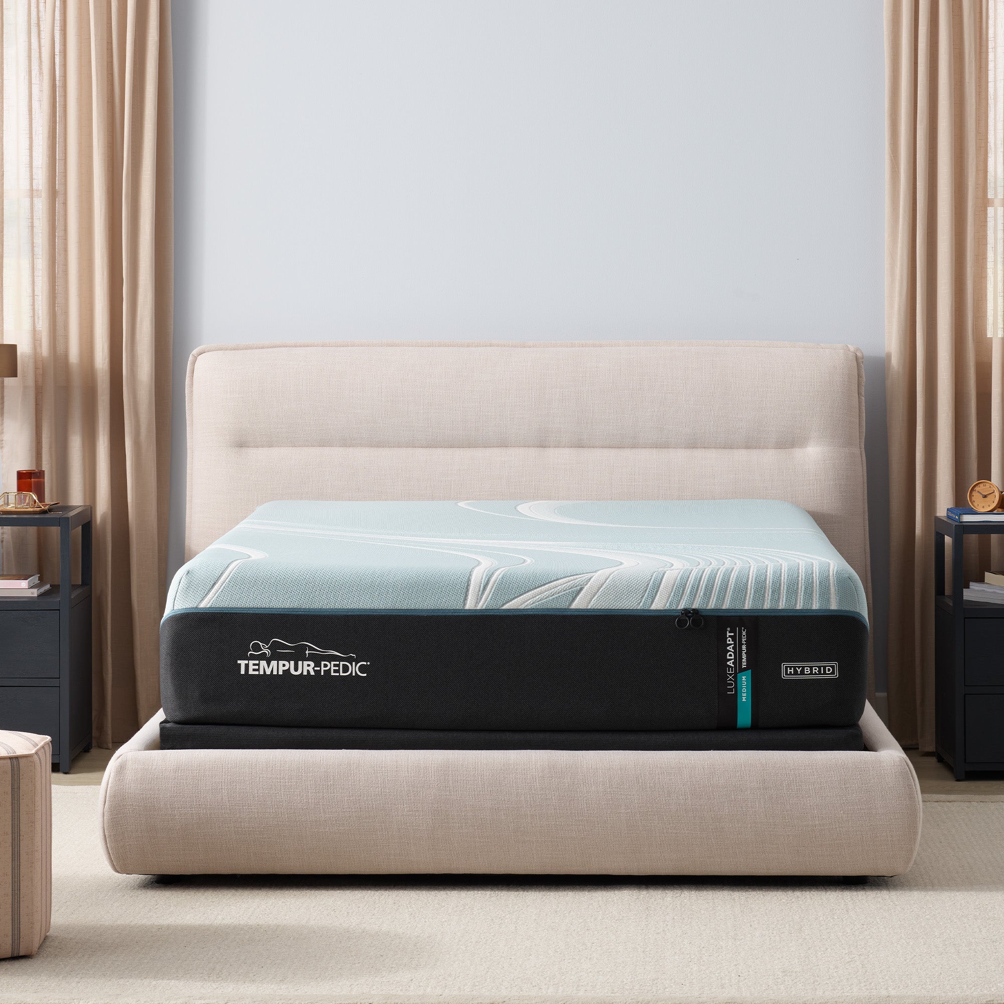 Tempur Sealy - Luxeadapt 2.0 Medium Hybrid Queen Mattress - White|Black Fabric - Mattresses - Additional View 2