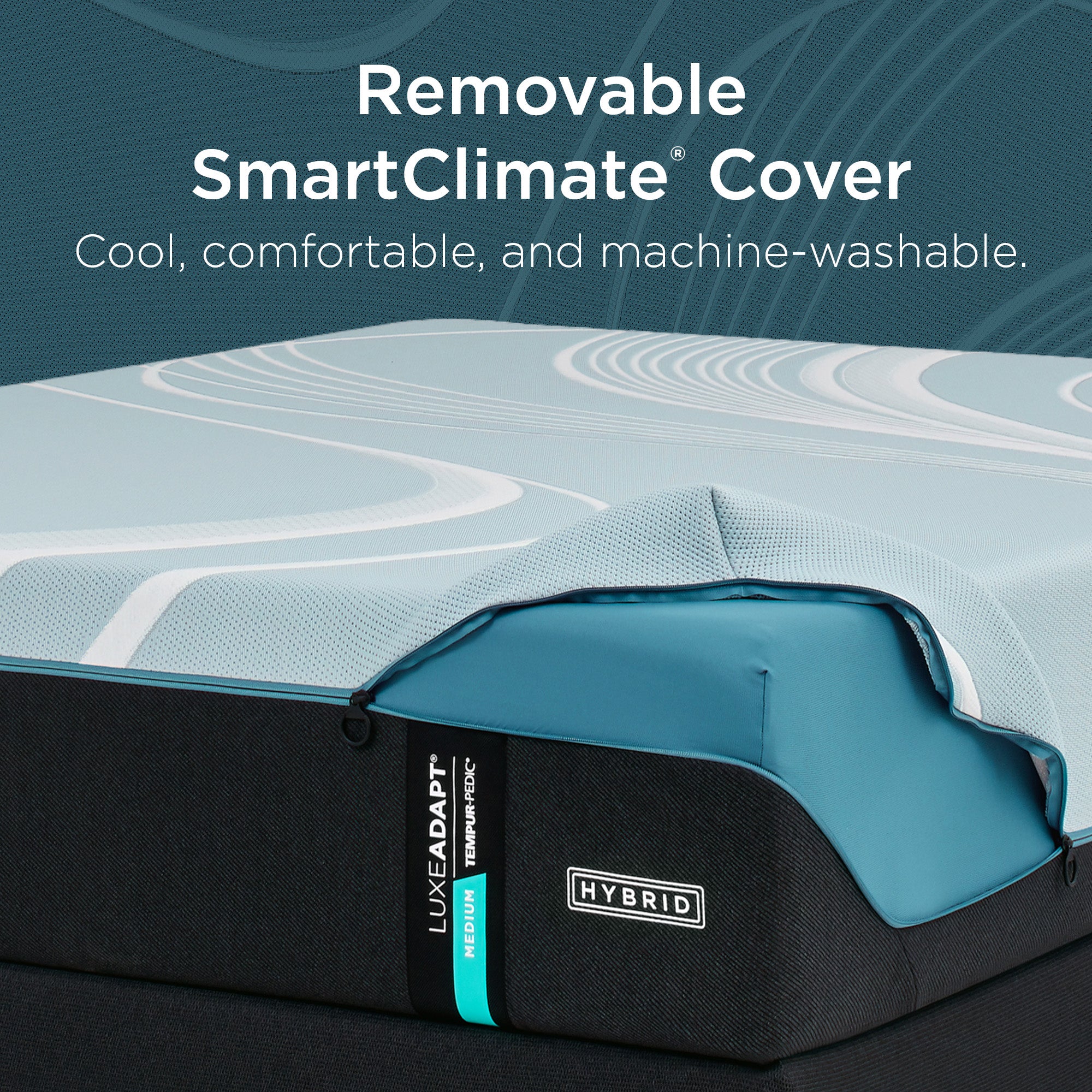 Tempur Sealy - Luxeadapt 2.0 Medium Hybrid Queen Mattress - White|Black Fabric - Mattresses - Additional View 10