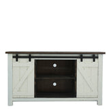 Sterling Barn Door Media Console - Aged White/Tobacco