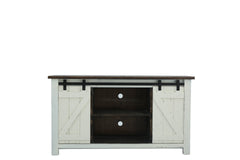 Sterling Barn Door Media Console - Aged White/Tobacco